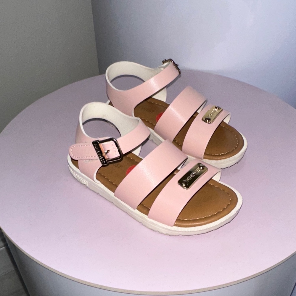 Nine West Girls' Blush Pink Triple Strap Sandals